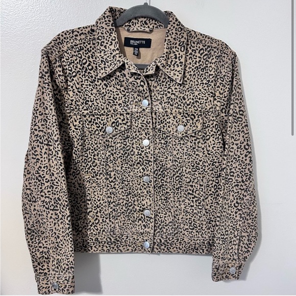Brunette the label Leopard Print Jean Jacket - Size M/L - Picture 3 of 3